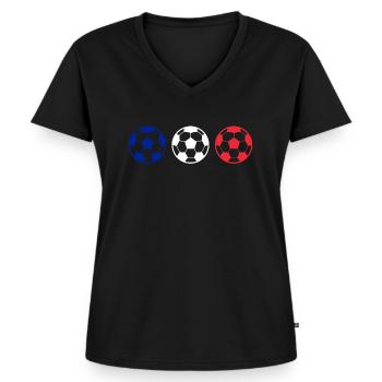 Fußballflagge von Frankreich Fußballfan - Frauen Premium Bio T-Shirt mit V-Ausschnitt - Schwarz - Vorne - AI Model Female 172 light (172cm)