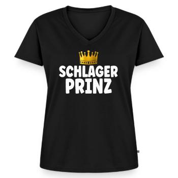Schlagerparty Männer Schlager Prinz - Frauen Premium Bio T-Shirt mit V-Ausschnitt - Schwarz - Vorne - AI Model Female 172 light (172cm)