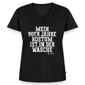Mein 90er Kostüm Ist In Der Wäsche 90er Jahre - Frauen Premium Bio T-Shirt mit V-Ausschnitt - Schwarz - Vorne - AI Model Female 172 light (172cm)