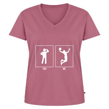 Vous - Moi - Basketball Slam Dunk - T-shirt encolure en V Premium bio Femme - mauve - Devant - AI Model Female 172 dark (172cm)