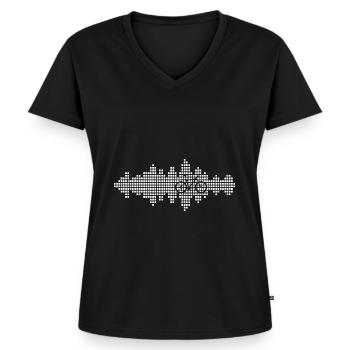 Ljudvågor - Cykling - (1) - Ekologisk premium-T-shirt med V-ringning dam - svart - Fram - AI Model Female 172 light (172cm)