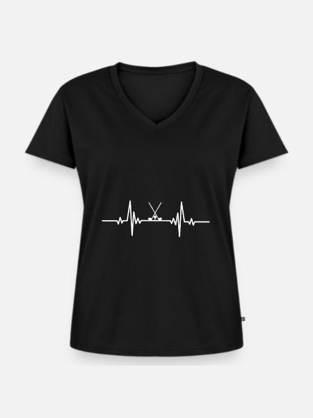 Heartbeat black golf ball and crossed golf - Women's Premium Organic V-neck T-shirt - black