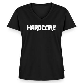 HARD CORE (white Design) - Women's Premium Organic V-neck T-shirt - black - Front - AI Model Female 172 light (172cm)