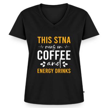 STNA Staatlich geprüfte Pflegeassistentin - Frauen Premium Bio T-Shirt mit V-Ausschnitt - Schwarz - Vorne - AI Model Female 172 light (172cm)