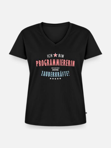 Programmiererin Beruf - Geschenk - Frauen Premium Bio T-Shirt mit V-Ausschnitt - Schwarz