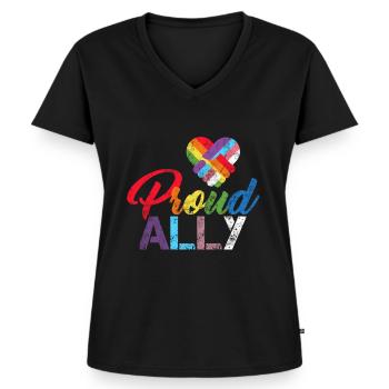 Proud ally Pride ally LGBTQ Ally Trans Bi Gay - Women's Premium Organic V-neck T-shirt - black - Front - AI Model Female 172 light (172cm)