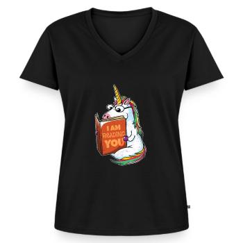 Psychologe Lustig - Psychologie Studium - Psychate - Frauen Premium Bio T-Shirt mit V-Ausschnitt - Schwarz - Vorne - AI Model Female 172 light (172cm)