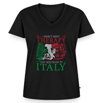 Ich brauche keine Therapie Design für Italien Fan - Frauen Premium Bio T-Shirt mit V-Ausschnitt - Schwarz - Vorne - AI Model Female 172 light (172cm)