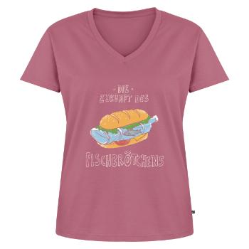 Zukunft des Fischbrötchens Norddeutsch - Frauen Premium Bio T-Shirt mit V-Ausschnitt - Mauve - Vorne - AI Model Female 172 dark (172cm)