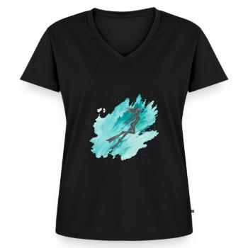 Freediving Underwater Sea - Women's Premium Organic V-neck T-shirt - black - Front - AI Model Female 172 light (172cm)