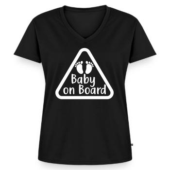 Baby an Bord Schwanger Werdende Mutter Mama - Frauen Premium Bio T-Shirt mit V-Ausschnitt - Schwarz - Vorne - AI Model Female 172 light (172cm)