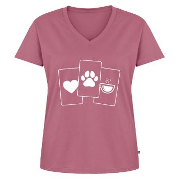 Coeur - Café - Patte de Chien - - T-shirt encolure en V Premium bio Femme - mauve - Devant - AI Model Female 172 dark (172cm)