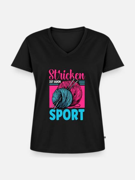 Häkeln - Frauen Premium Bio T-Shirt mit V-Ausschnitt - Schwarz