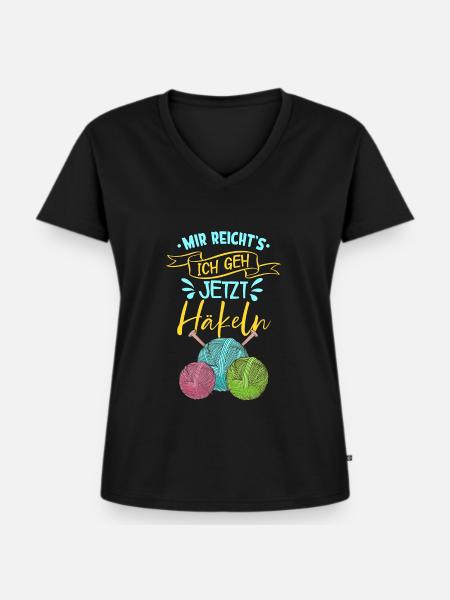 Häkeln - Frauen Premium Bio T-Shirt mit V-Ausschnitt - Schwarz
