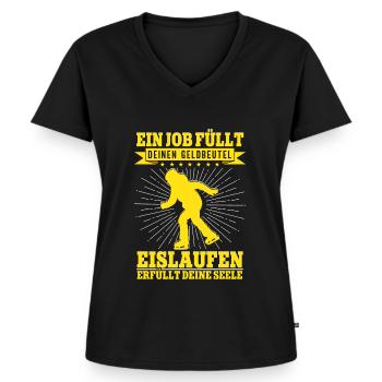 Eislaufen - Frauen Premium Bio T-Shirt mit V-Ausschnitt - Schwarz - Vorne - AI Model Female 172 light (172cm)