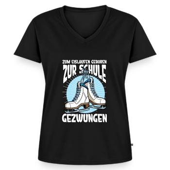 Eislaufen - Frauen Premium Bio T-Shirt mit V-Ausschnitt - Schwarz - Vorne - AI Model Female 172 light (172cm)