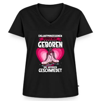 Eislaufen - Frauen Premium Bio T-Shirt mit V-Ausschnitt - Schwarz - Vorne - AI Model Female 172 light (172cm)