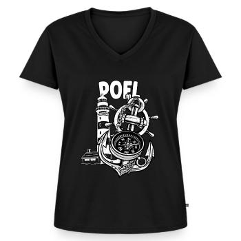 Poël - T-shirt encolure en V Premium bio Femme - noir - Devant - AI Model Female 172 light (172cm)