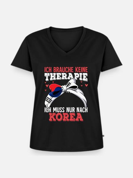 Korea - Frauen Premium Bio T-Shirt mit V-Ausschnitt - Schwarz