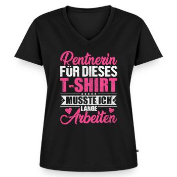 Rentnerin - Frauen Premium Bio T-Shirt mit V-Ausschnitt - Schwarz - Vorne - AI Model Female 172 light (172cm)