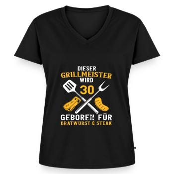 Lustiger Grillen Grill 30 Geburtstag Spruch - Frauen Premium Bio T-Shirt mit V-Ausschnitt - Schwarz - Vorne - AI Model Female 172 light (172cm)