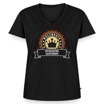 Stationsleiterin Beruf - Geschenk - Frauen Premium Bio T-Shirt mit V-Ausschnitt - Schwarz - Vorne - AI Model Female 172 light (172cm)