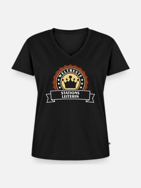Stationsleiterin Beruf - Geschenk - Frauen Premium Bio T-Shirt mit V-Ausschnitt - Schwarz