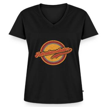 Fahrdienstleiter Eisenbahn Zug Beruf Vintage - Frauen Premium Bio T-Shirt mit V-Ausschnitt - Schwarz - Vorne - AI Model Female 172 light (172cm)