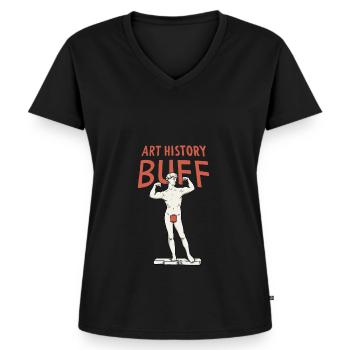 Kunstgeschichte Michelangelo David Staue - Frauen Premium Bio T-Shirt mit V-Ausschnitt - Schwarz - Vorne - AI Model Female 172 light (172cm)