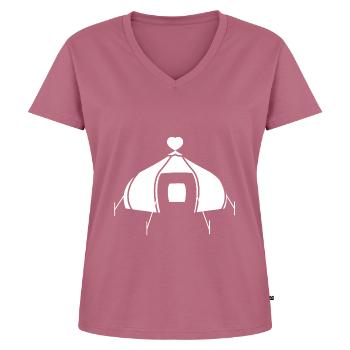 Coeur - Tente de camping - - T-shirt encolure en V Premium bio Femme - mauve - Devant - AI Model Female 172 dark (172cm)