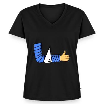 broken arm - Frauen Premium Bio T-Shirt mit V-Ausschnitt - Schwarz - Vorne - AI Model Female 172 light (172cm)
