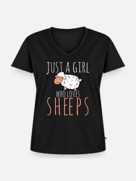 Schaf - Frauen Premium Bio T-Shirt mit V-Ausschnitt - Schwarz