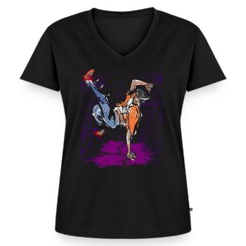 Breakdance hip hop - T-shirt encolure en V Premium bio Femme - noir - Devant - AI Model Female 172 light (172cm)