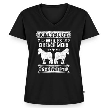 Pferd Kaltblut Liebe lustiger Spruch Geschenk - Frauen Premium Bio T-Shirt mit V-Ausschnitt - Schwarz - Vorne - AI Model Female 172 light (172cm)