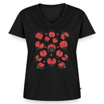 Marienkäfer - Frauen Premium Bio T-Shirt mit V-Ausschnitt - Schwarz - Vorne - AI Model Female 172 light (172cm)