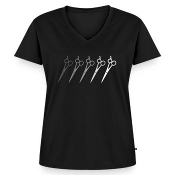 Schere - Frauen Premium Bio T-Shirt mit V-Ausschnitt - Schwarz - Vorne - AI Model Female 172 light (172cm)
