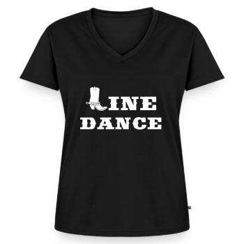 LineDance Boot - Frauen Premium Bio T-Shirt mit V-Ausschnitt - Schwarz - Vorne - AI Model Female 172 light (172cm)