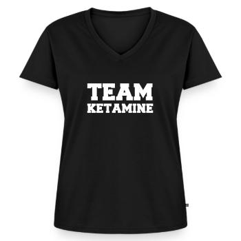 Team Ketamine - T-shirt encolure en V Premium bio Femme - noir - Devant - AI Model Female 172 light (172cm)