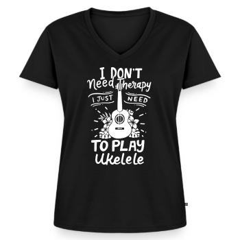Ukulele - Frauen Premium Bio T-Shirt mit V-Ausschnitt - Schwarz - Vorne - AI Model Female 172 light (172cm)