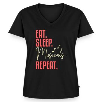 Comédies musicales - T-shirt encolure en V Premium bio Femme - noir - Devant - AI Model Female 172 light (172cm)