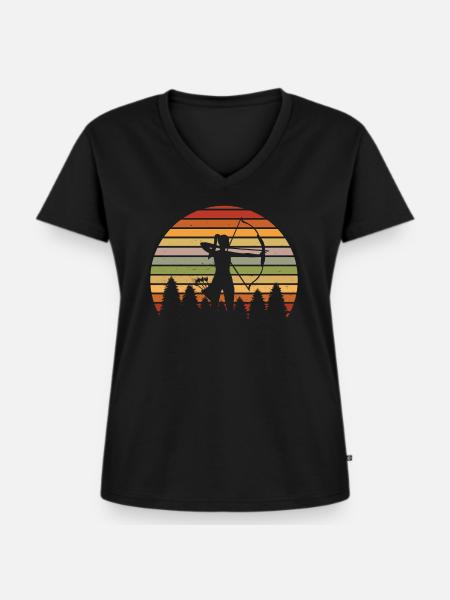 BOGENSCHIEßEN BOGENSCHÜTZIN JAGD JÄGER JÄGERIN - Frauen Premium Bio T-Shirt mit V-Ausschnitt - Schwarz