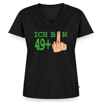 50 Geburtstag 50er Fünfziger Runder Birthday - Frauen Premium Bio T-Shirt mit V-Ausschnitt - Schwarz - Vorne - AI Model Female 172 light (172cm)