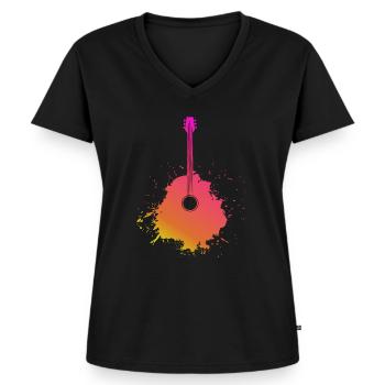 Guitar Brush - Frauen Premium Bio T-Shirt mit V-Ausschnitt - Schwarz - Vorne - AI Model Female 172 light (172cm)