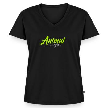 Animal Right Tierrechte - Frauen Premium Bio T-Shirt mit V-Ausschnitt - Schwarz - Vorne - AI Model Female 172 light (172cm)