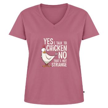 Yes I talk to chickens - T-shirt encolure en V Premium bio Femme - mauve - Devant - AI Model Female 172 dark (172cm)