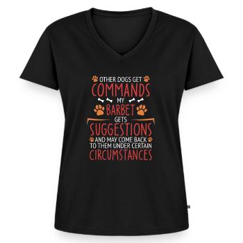 Barbet Commande Paw - T-shirt encolure en V Premium bio Femme - noir - Devant - AI Model Female 172 light (172cm)