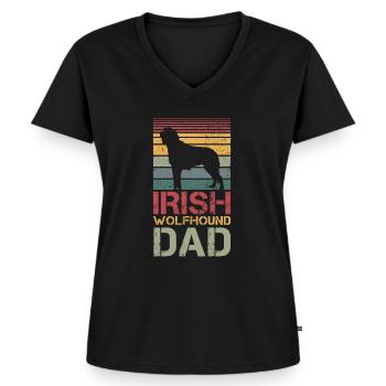 Irish Wolfhound Dad - Frauen Premium Bio T-Shirt mit V-Ausschnitt - Schwarz - Vorne - AI Model Female 172 light (172cm)