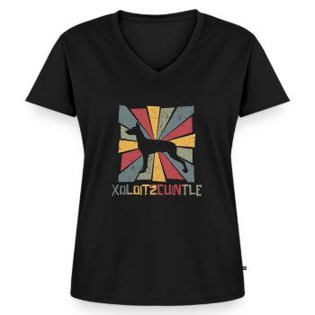 Xoloitzcuintle - Frauen Premium Bio T-Shirt mit V-Ausschnitt - Schwarz - Vorne - AI Model Female 172 light (172cm)