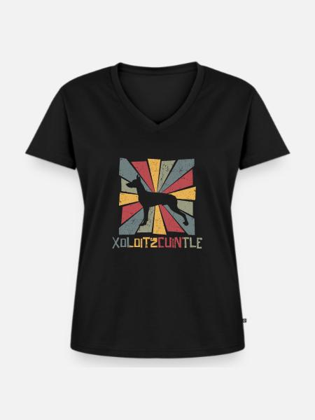 Xoloitzcuintle - T-shirt encolure en V Premium bio Femme - noir