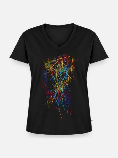 Abstrakt - Frauen Premium Bio T-Shirt mit V-Ausschnitt - Schwarz